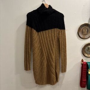 By Malene Birger Black & Brown Ribbed Turtleneck Sweater